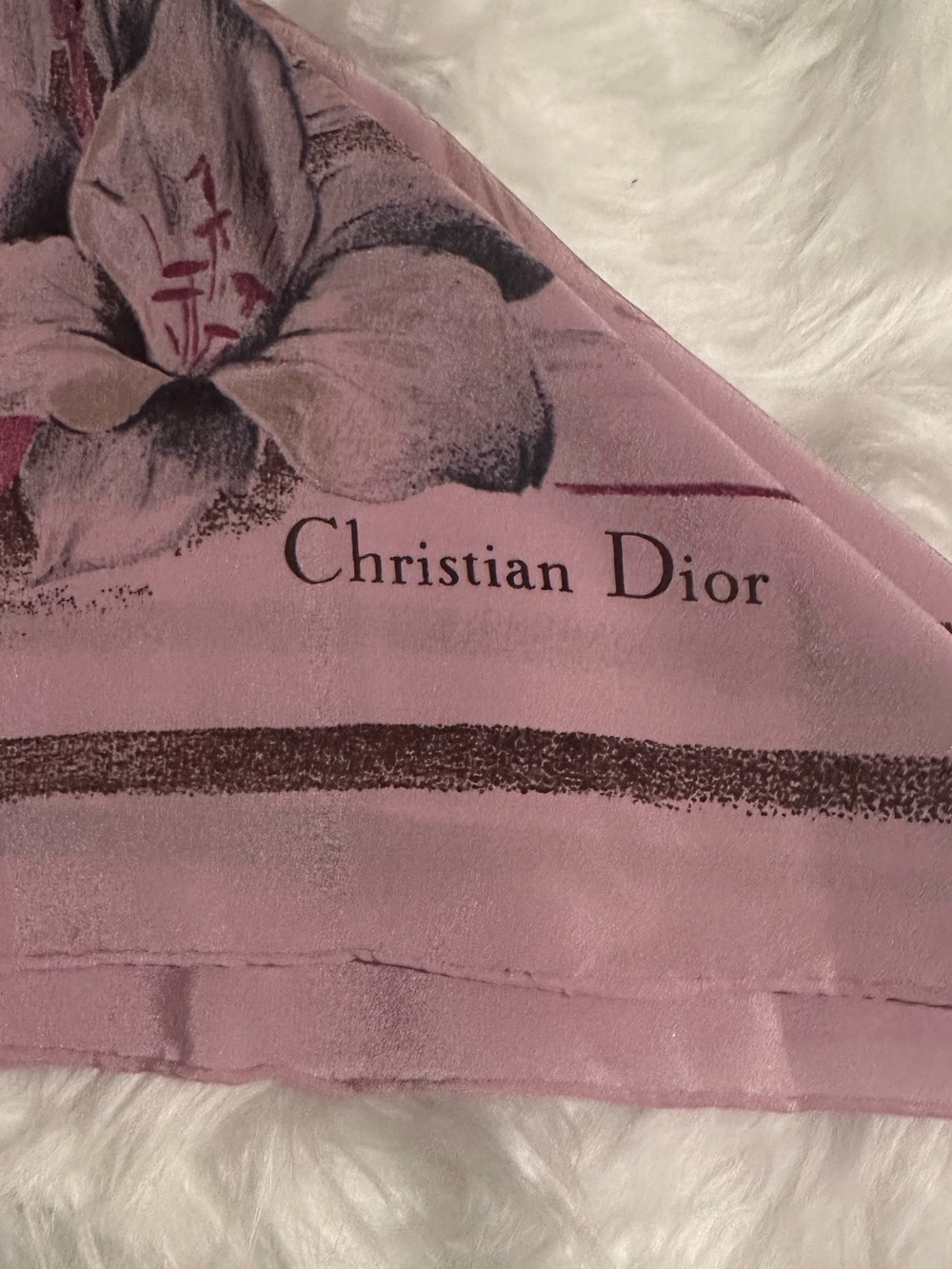Christian Dior Pink Floral Square Scarf - Picture 9 of 11